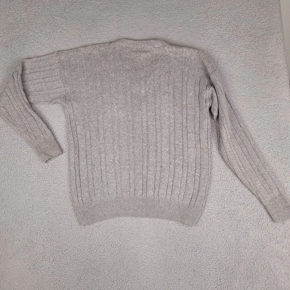 Vintage American Eagle Sweater Mens XL Gray Cable Knit V-Neck‎ Pullover Preppy